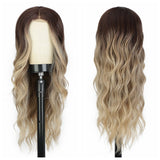 Women'S Wigs Silicone Mesh Lace gradual change Water ripple Long curly hair T Part Chemical fiber Headgear wigs