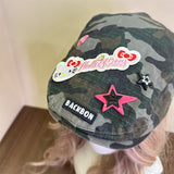 Y2k hot girl hat heavy industry retro camouflage cartoon duck tongue beret hat