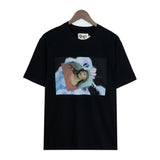 Denim Tears T Shirts Kapok T-shirt Vintage Woman Avatar Oil Painting round Neck Short Sleeve