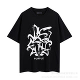 Purple Brand T ShirtsPurple Micro Label Letter Pattern Printed Short Sleeve T-Shirt
