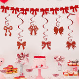 Themed Party Supplies Bowknot Birthday Banner – Glitter Cutout Letters & Spiral Hanging Decorations