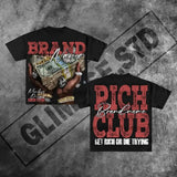 Street Unisex T-shirt Street Gothic Hip Hop "Dollar" Pattern T-Shirt