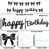 Themed Party Supplies Bowknot Birthday Banner – Glitter Cutout Letters & Spiral Hanging Decorations