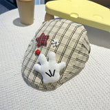 Y2k hot girl hat heavy industry mickey hand plaid sunshade duck tongue beret