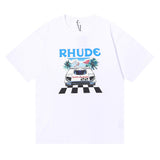 Rhude T Shirt F1 Racing Letter Logo Pattern Short Sleeve T-Shirt