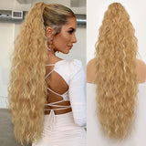 Women's Wigs High Temperature Silk Water Ripple Long Curly Hair Ponytail Hair Extensions Ponytail