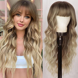 Women's Wigs Straight Bangs Long Wavy Gradient Wig