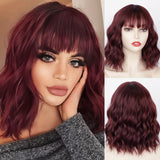 Women'S Wigs  Straight Bang Water Wave Short Curly Synthetic Wig