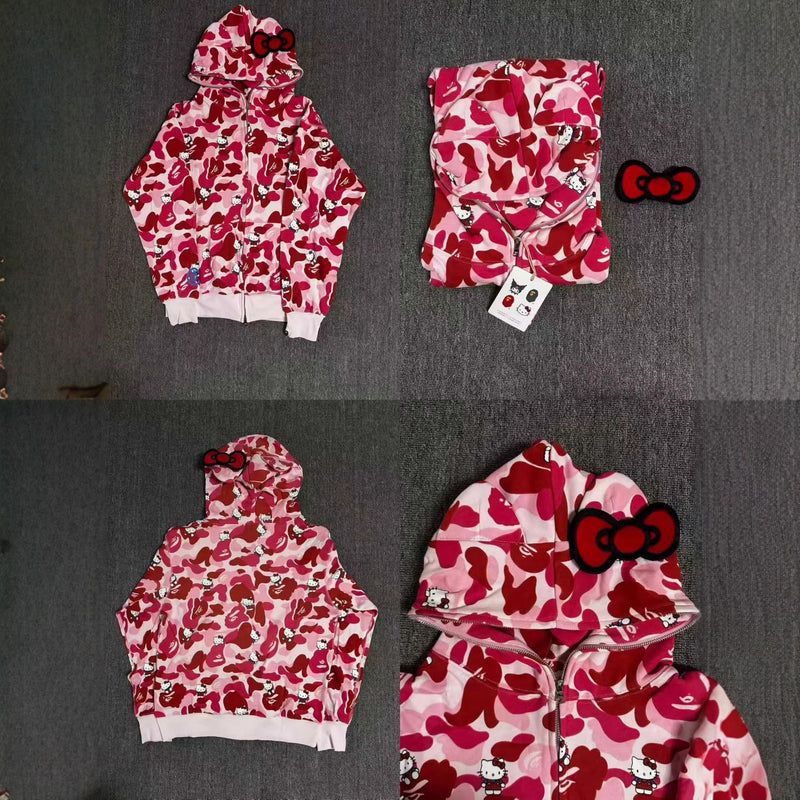 Bathing ape hoode bape co-branded hello kitty kuromi looseoutwearautum