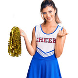 Themed Party Supplies Cheer Pom Pom with Stick Handle – Shiny Metallic Ball for Sports Events