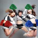 Themed Party Supplies Cheerleading Pom Poms – Shiny Curved Blade with Long Straight Handle