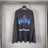 Men T-shirts Paris German Chariot Band Long Sleeve T-Shirt Loose Wash Old