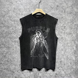 Purple Brand Distressed Tank T Shirts Distressed Sleeveless T-shirt Vest