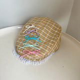 Y2k hot girl hat heavy industry grids pattern lacebows duck tongue beret