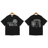Rhude T Shirt Micro Label Letter Logo Line Pattern Short Sleeve T-Shirt Loose
