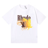 Rhude T Shirt gradual change color bird print short sleeve T-shirt
