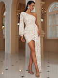 Women Party Dress Elegant One-Shoulder Host Banquet Evening Dress (Ss0416)