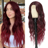 Women's Wigs Middle Part Long Wavy Ombre Lace Front Wig