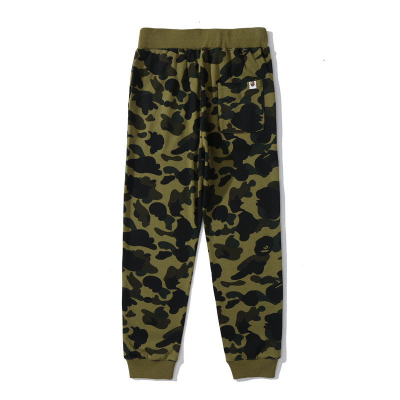 Bathing Ape Pants Autumn/Winter Shark Print Camo Casual Pants Sweatpants