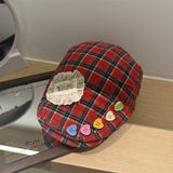 Y2k hot girl hat heavy industry reverse cap plaid beret