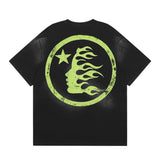 Hellstar T Shirt Vintage Old Printed Loose Casual Short Sleeve T-Shirt