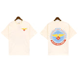 Rhude T Shirt Label Wings Alphabet Earth Print Short Sleeve T-Shirt
