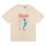 Rhude T Shirt Art Abstract Design Printed Short Sleeve T-Shirt