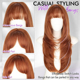 Women'S Wigs Heat-Resistant Straight Bangs Wig with 4x4 Scalp