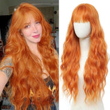 Women's Wigs Blue Bangs Long Curly Synthetic Wig