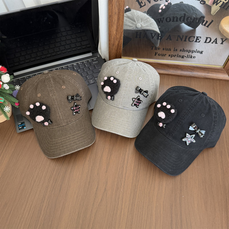 Y2k hot girl hat heavy industry cat claw baseball cap sunshade peaked cap men