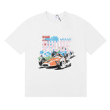 Rhude T Shirt Alphabet Coconut Racing Pattern Short Sleeve T-Shirt