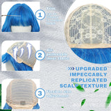 Women's Wigs Blue Bangs Long Curly Synthetic Wig