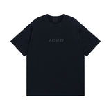 Men T-shirts Summer Paris Mirror Embroidery Short Sleeve T-Shirt Loose Casual