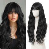 Women's Wigs Blue Bangs Long Curly Synthetic Wig