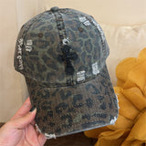 Y2k hot girl hat heavy industry camouflage distressed baseball cap with cross and wide brim