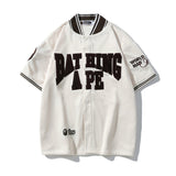 Bathing Ape T Shir Embroidered Baseball Shirt Short Sleeve Shirt