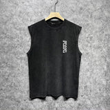 Purple Brand Distressed Tank T Shirts Distressed Sleeveless T-shirt Vest