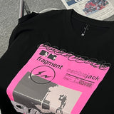 Mens T-shirts Travis Scott Cactus Jack X Fragment Design Letter Print Short Sleeves