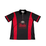 Rhude T Shirt Cross-border European and American trendy brand RHUDE badge letter half zipper mesh lapel short-sleeved T-shirt men's and women's high street polo shirt