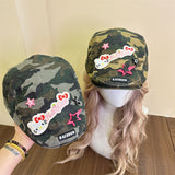 Y2k hot girl hat heavy industry retro camouflage cartoon duck tongue beret hat