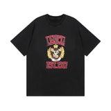 Men T-shirts Paris Crown Wheat Ear Printing Short Sleeve Old Washed T-Shirt Casual