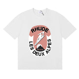 Rhude T Shirt Ski Theme Letter Print Short Sleeve T-Shirt