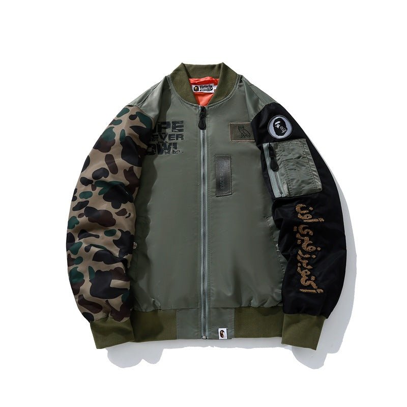 Bathing Ape jacket autumn and winter ape print camouflage sleeve jacket flight suit jacket