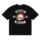 Rhude T Shirt Micro Label Letter Skull Print Short Sleeve T-Shirt