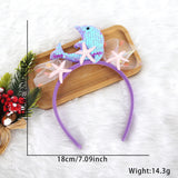Themed Party Supplies Sequin Mermaid Tail Headband – Ocean Theme Birthday Party Decoration with Dolphin, Starfish & Mesh