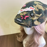 Y2k hot girl hat heavy industry retro camouflage cartoon duck tongue beret hat