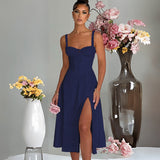 Women Dresses Fashion Casual Slim Fit Slit Sling High-End Dress Female (Hmr0410)