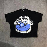 Street Unisex T-shirt Sad Man Cartoon Portrait Pattern Street Tee