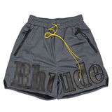 Rhude Shorts Letter Embroidery Drawstring Mesh Basketball Sports Shorts Beach Pants