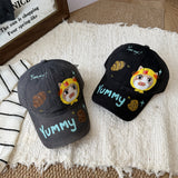 Y2k hot girl hat heavy industry hand-painted cartoon cat baseball cap women's sunshade peaked cap men
